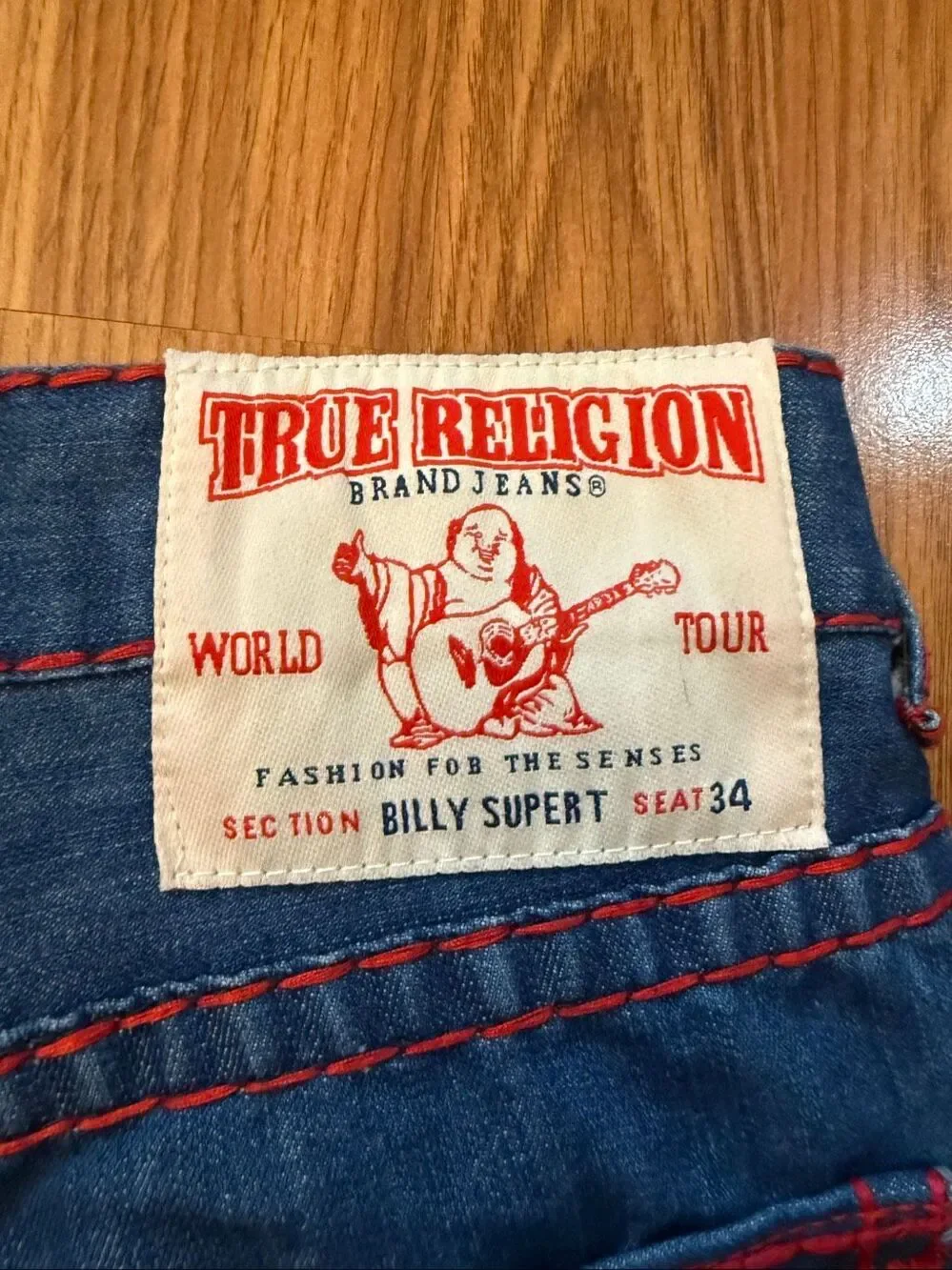 True Religion Men's Billy Super T Seat 34 Cotton Straight Leg Jeans Blue Size 36